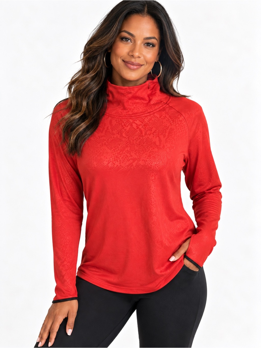 Nike Dri Fit Pro Warm Vixen Embossed Mock Neck Pullover Top LARGE long sleeve